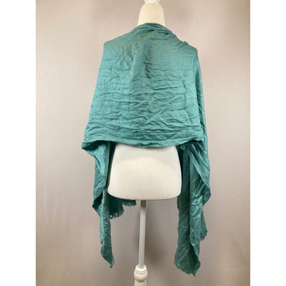Coastal Grandma Womens OS Teal Shimmer Fringe Pashmina Scarf Wrap Accessory